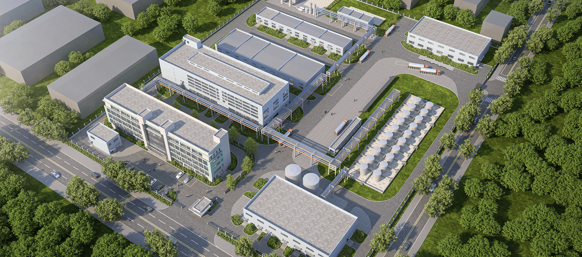 Aerial view of an industrial chemical manufacturing facility